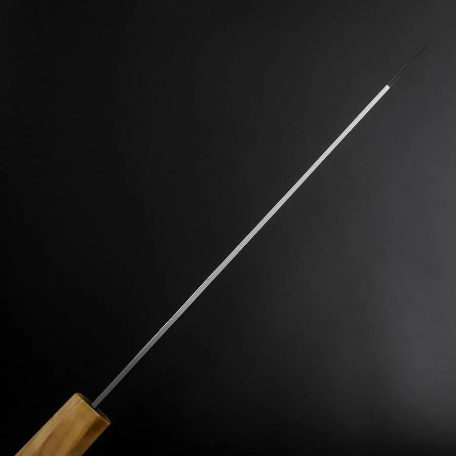 Kiritsuke Gyuto SLD Nickel Tsuchime Kolorierter Damast Olivenholz Griff 210mm Limited Edition - Image 5