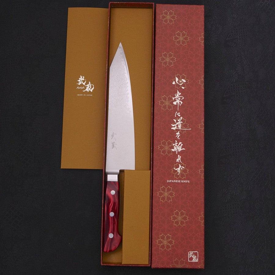Kiritsuke VG-10 Damast Rot Marmorierter Griff 210mm - Image 8