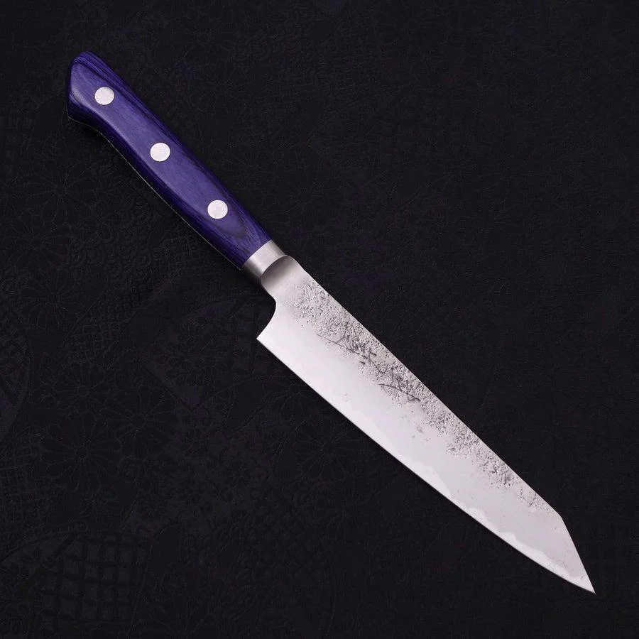 Kiritsuke Petty Edelstahlummantelung Blue Steel #2 Nashiji Westlicher Griff 135mm