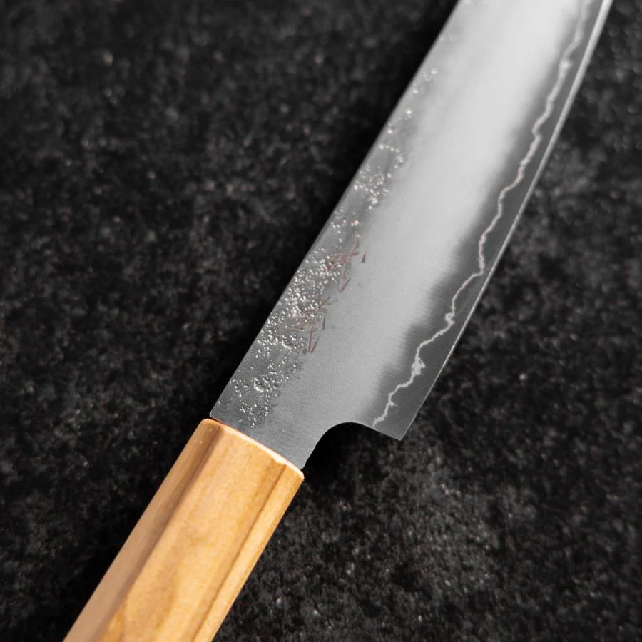 Kiritsuke Petty Silver Steel #3 Nashiji Olivenholz Griff 125mm - Image 3