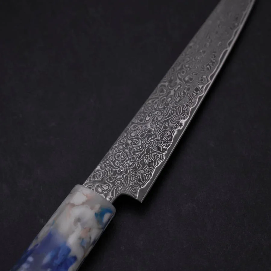 Kiritsuke Petty VG-10 Damast Blau-Weißer-Mix Ozeanplastik Griff 130mm - Image 3