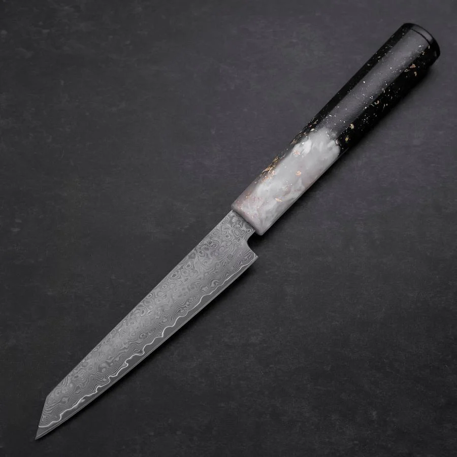 Kiritsuke Petty VG-10 Damast Weiß-Schwarzer Ozeanplastik Griff mit Blattgold 130mm - Image 2