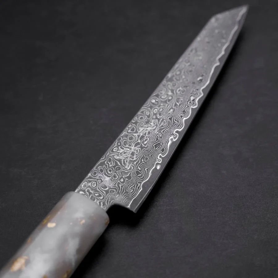 Kiritsuke Petty VG-10 Damast Weiß-Schwarzer Ozeanplastik Griff mit Blattgold 130mm - Image 3