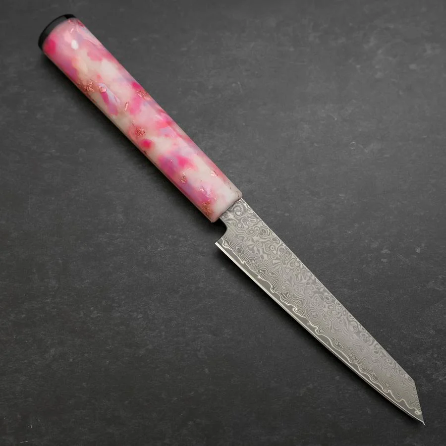 Kiritsuke Petty VG-10 Damast Sakura Rosa Ozeanplastik Griff mit Blattgold 130mm
