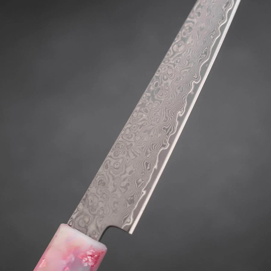 Kiritsuke Petty VG-10 Damast Sakura Rosa Ozeanplastik Griff mit Blattgold 130mm - Image 3