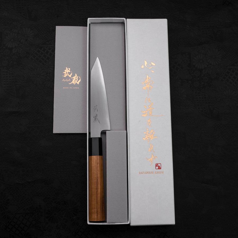 Kiritsuke Petty White Steel #2 Kasumi Büffelhorn und Teakholz Griff 120mm - Image 8