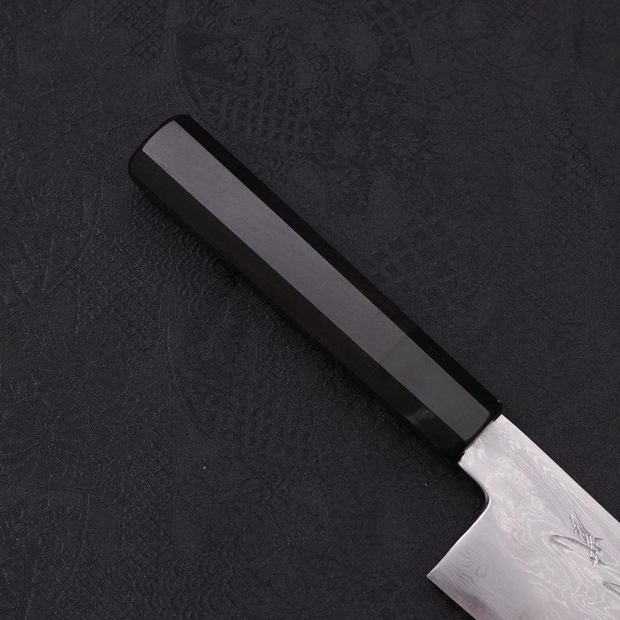Kiritsuke Santoku Blue Steel #1 Suminagashi Büffelhorn und Ebenholz Griff 170mm - Image 6