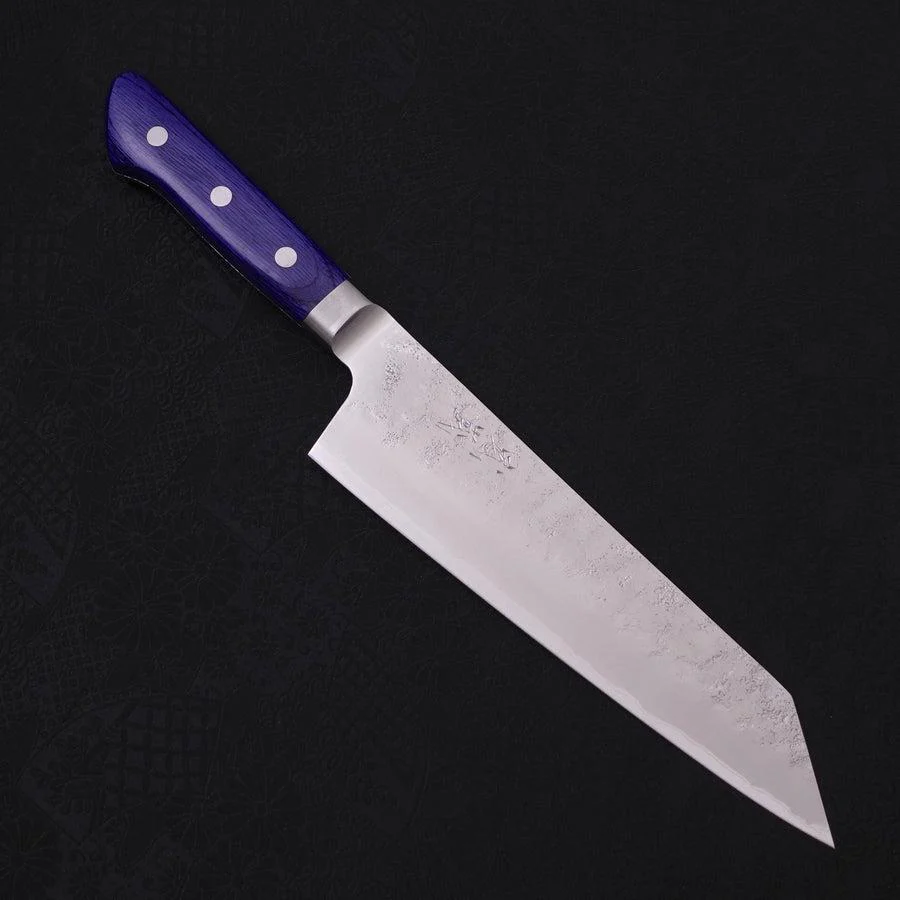 Kiritsuke Santoku Edelstahlummantelung Blue Steel #2 Nashiji Westlicher Griff 195mm