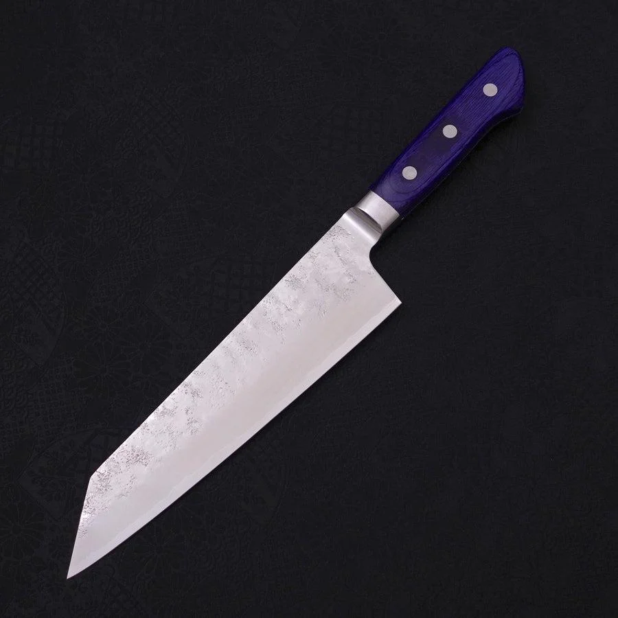 Kiritsuke Santoku Edelstahlummantelung Blue Steel #2 Nashiji Westlicher Griff 195mm - Image 2