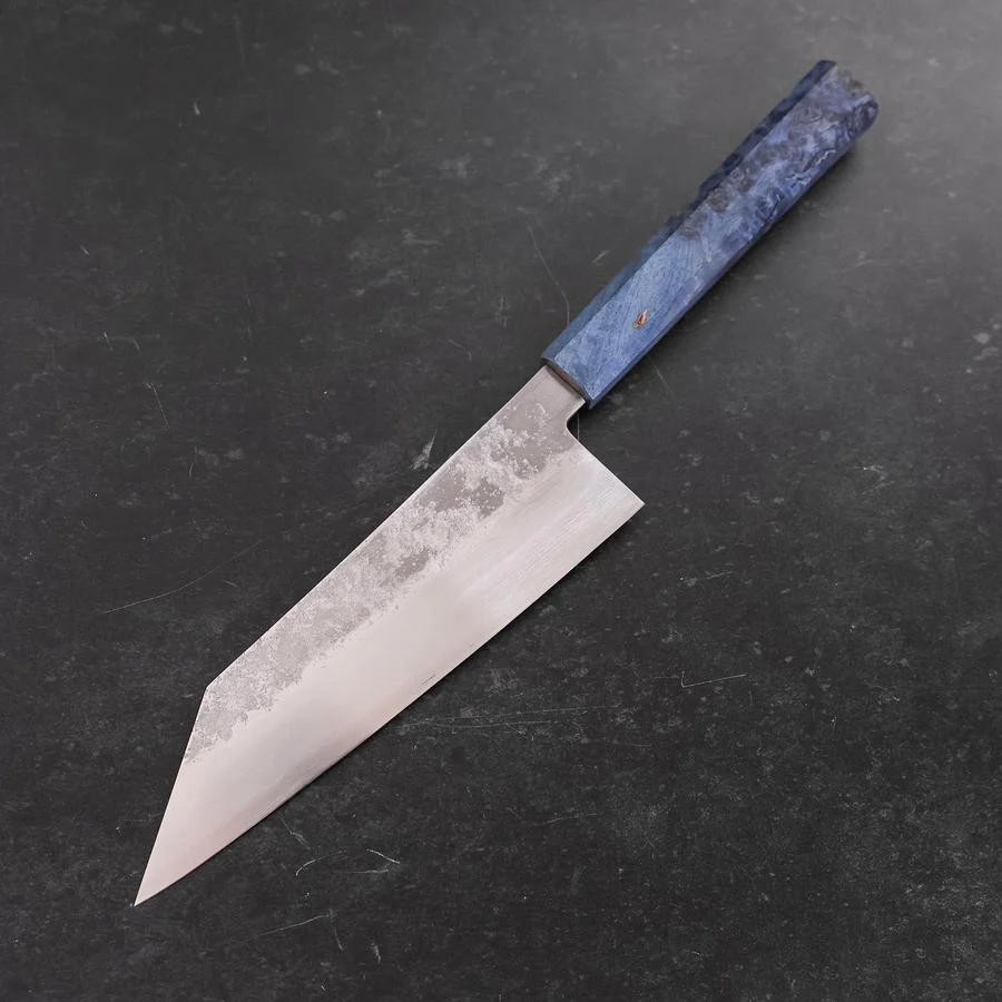 Kiritsuke Santoku Silver Steel #3 Nashiji Blauer Ahornholz Griff 180mm - Image 2