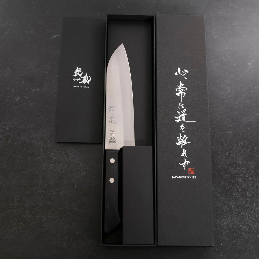Santoku VG-10 Poliert Westlicher Schwarzer Griff 180mm - Image 8