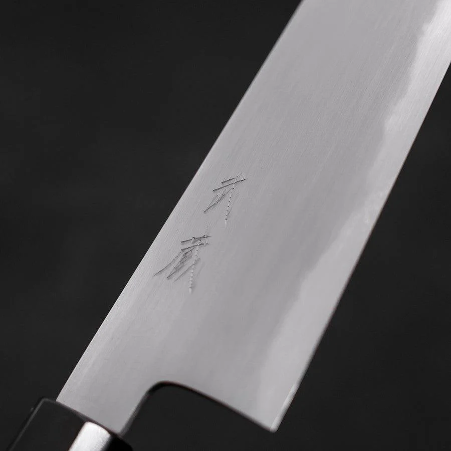 Kiritsuke Santoku White Steel #2 Kasumi Büffelhorn und Teakholz Griff 180mm - Image 3