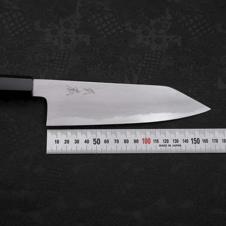 Kiritsuke Santoku White Steel #2 Kasumi Büffelhorn und Teakholz Griff 180mm - Image 7