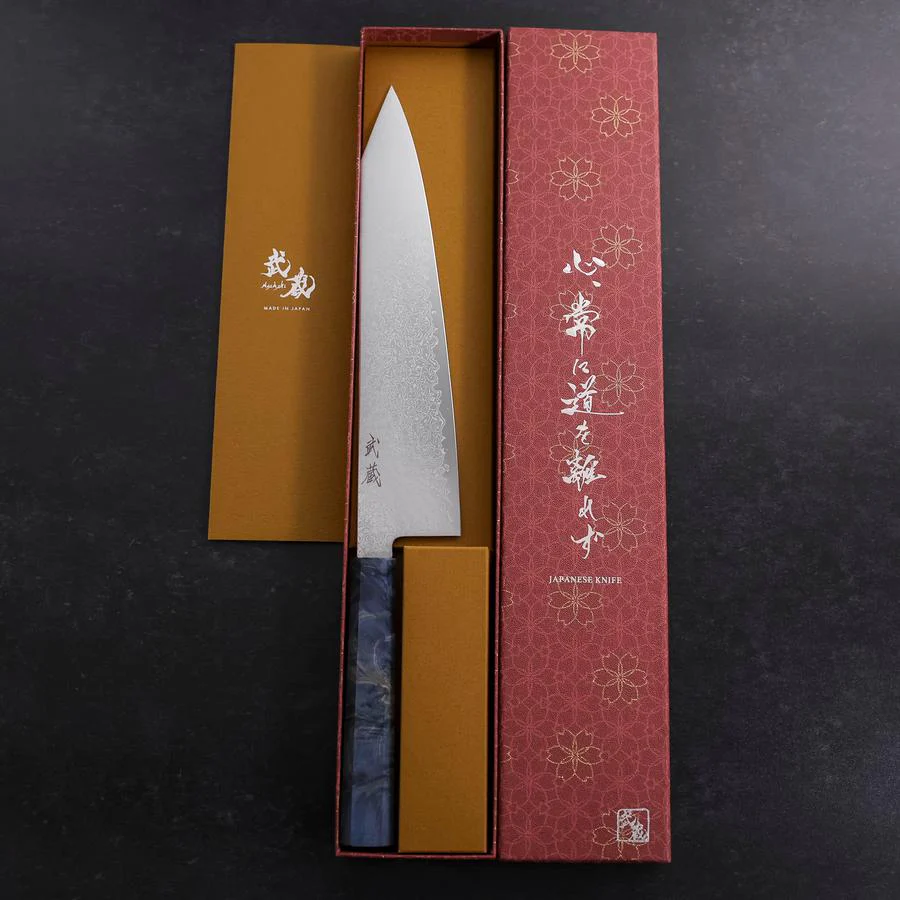 Kiritsuke SG-2 Wellen Nickel Damast Blauer Ahornholz Griff 240mm - Image 8