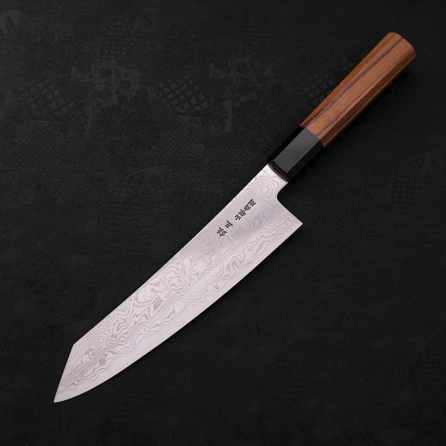 Kiritsuke Silver Steel #3 Damast Büffelhorn und Teakholz Griff 210mm - Image 2