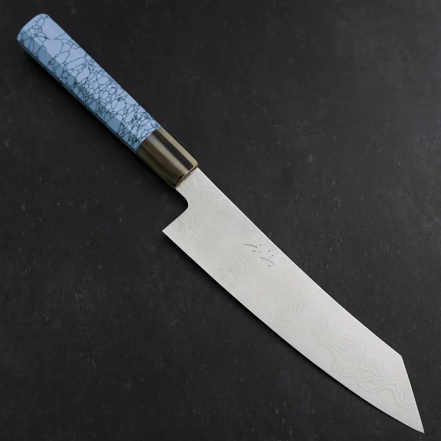 Kiritsuke Silver Steel #3 Nickel Damast Büffelhorn und Türkis Griff 210mm