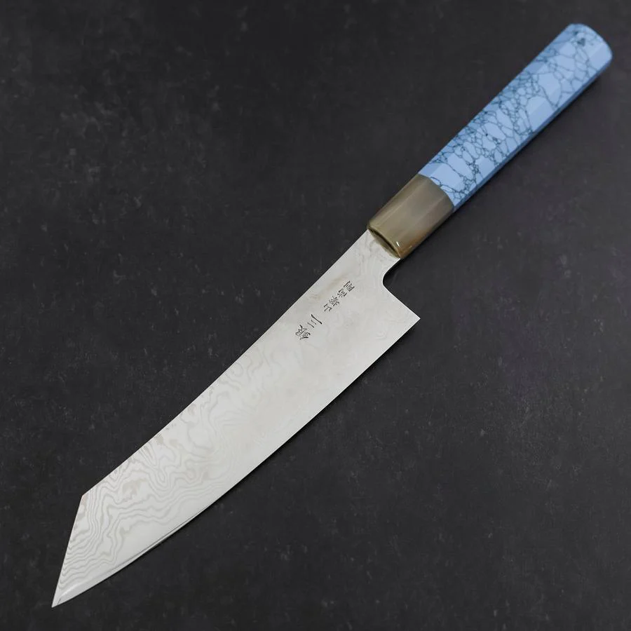 Kiritsuke Silver Steel #3 Nickel Damast Büffelhorn und Türkis Griff 210mm - Image 2