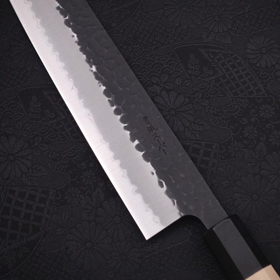 Kiritsuke Aogami-Super Edelstahlummantelung Kurouchi Tsuchime Büffelhorn und Ebenholz Griff 240mm - Image 3