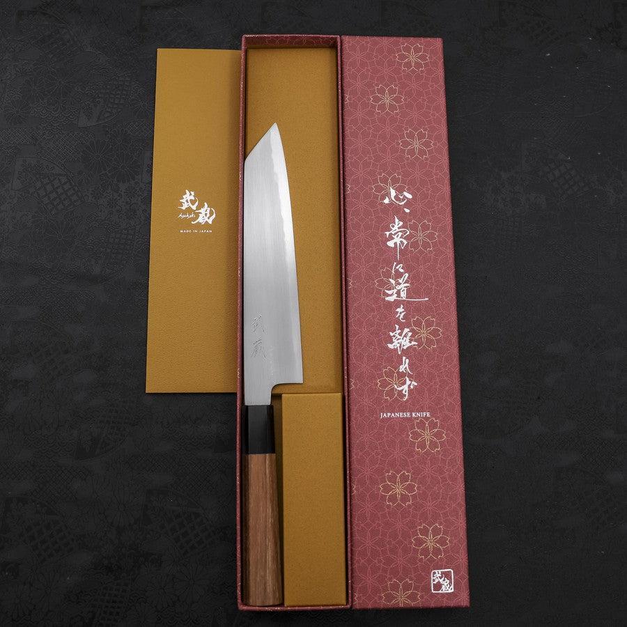 Kiritsuke White Steel #2 Kasumi Büffelhorn und Teakholz Griff 210mm - Image 8
