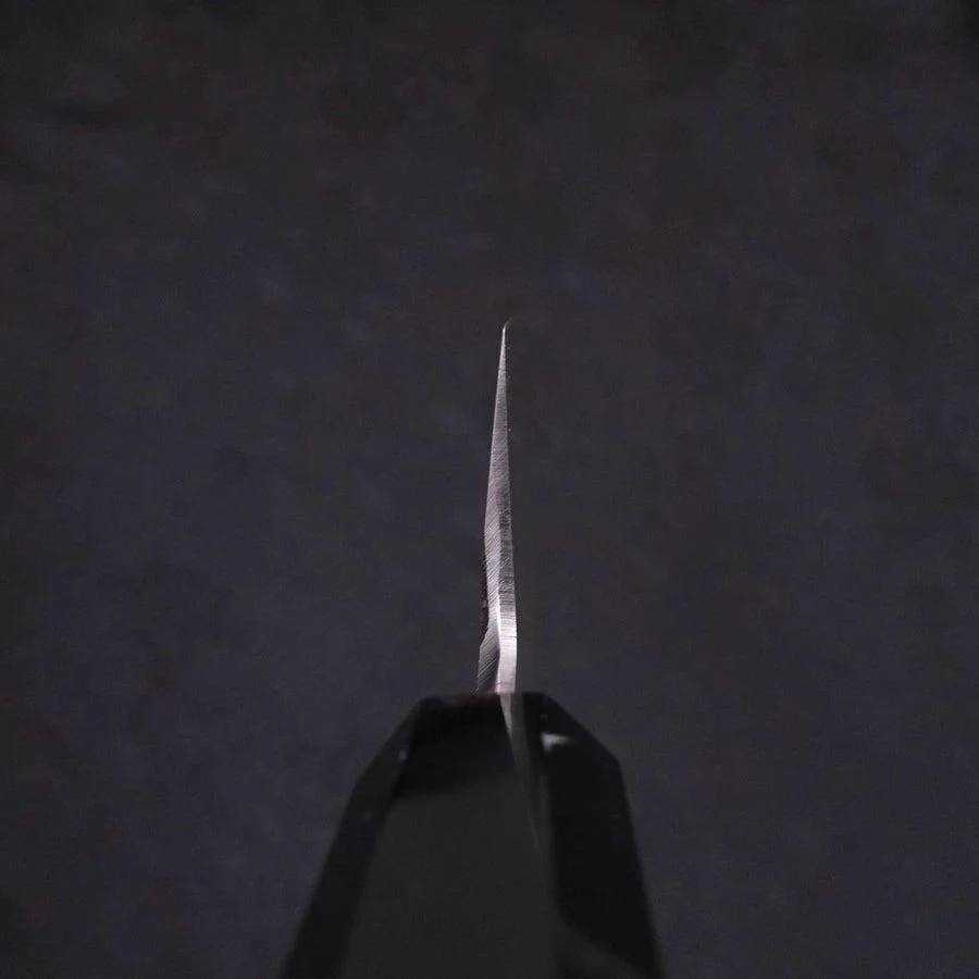 Kiritsuke White Steel #2 Kagami Finish Honyaki Büffelhorn und Ebenholz Griff 240mm - Image 5