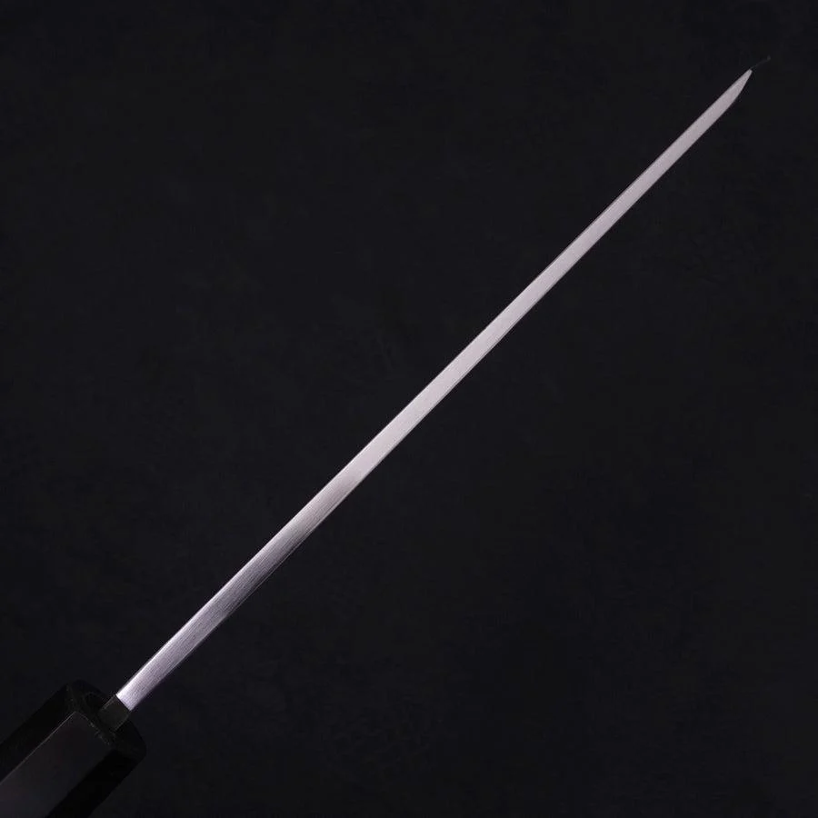 Kiritsuke White Steel #2 Kagami Finish Honyaki Büffelhorn und Ebenholz Griff 240mm - Image 6