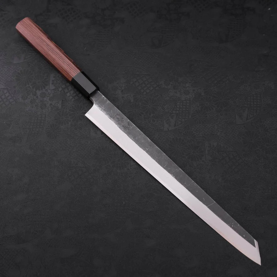 Kiritsuke Yanagiba Blue Steel #2 Kurouchi Büffelhorn und Wenge Griff 300mm