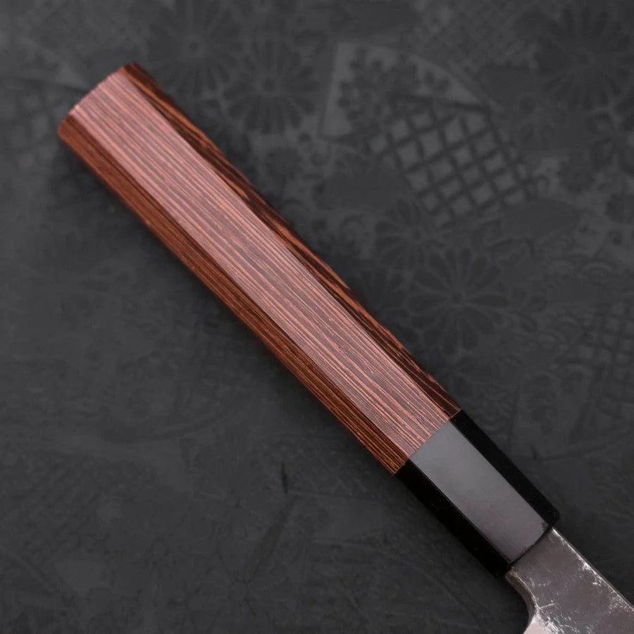 Kiritsuke Yanagiba Blue Steel #2 Kurouchi Büffelhorn und Wenge Griff 300mm - Image 6