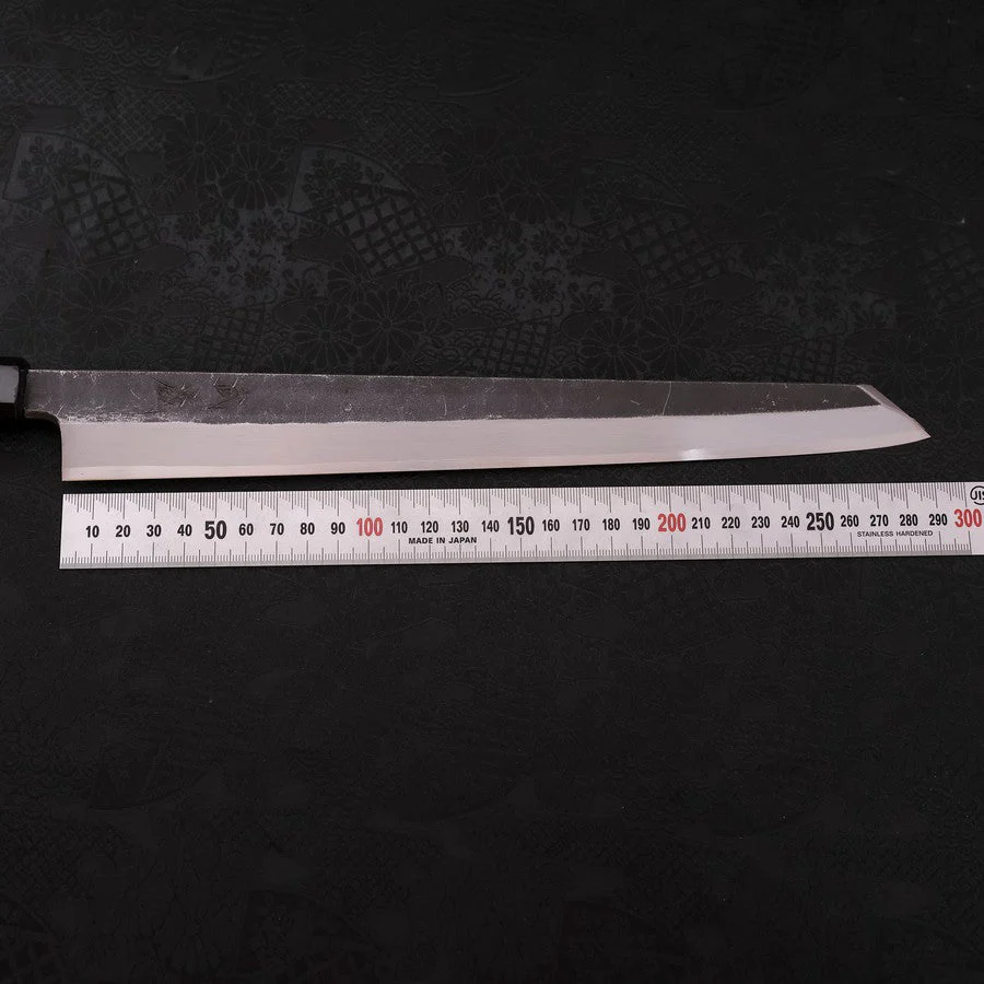 Kiritsuke Yanagiba Blue Steel #2 Kurouchi Büffelhorn und Wenge Griff 300mm - Image 7