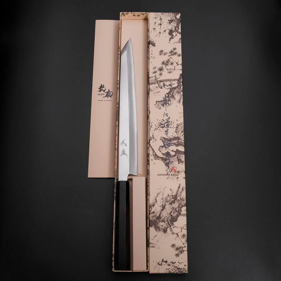 Kiritsuke Yanagiba Silver Steel #3 Kasumi Büffelhorn und Ebenholz Griff 270mm - Image 8