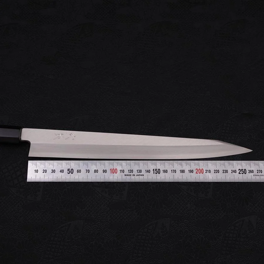 Kiritsuke Yanagiba Silver Steel #3 Poliert Büffelhorn und Ebenholz Griff 270mm - Image 7