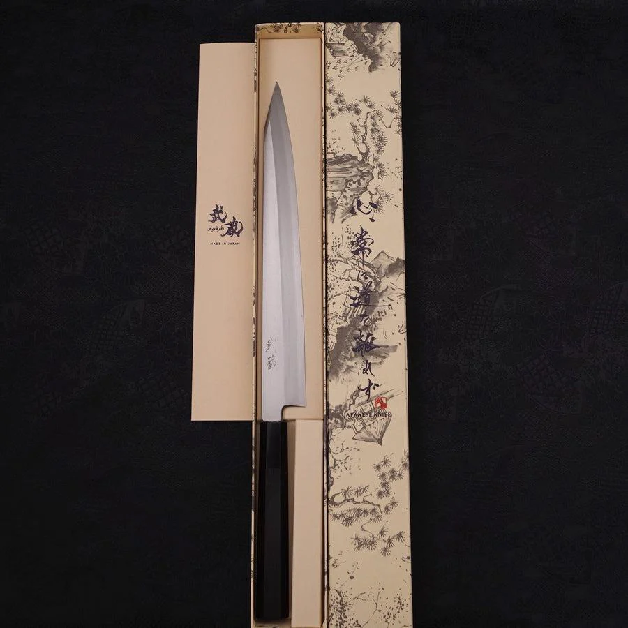 Kiritsuke Yanagiba Silver Steel #3 Poliert Büffelhorn und Ebenholz Griff 270mm - Image 8