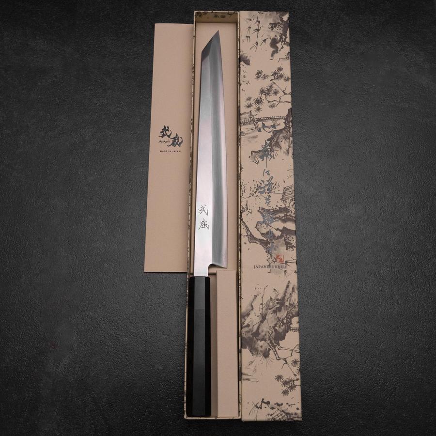 Kiritsuke Yanagiba Silver Steel #3 Kasumi Büffelhorn und Ebenholz Griff 300mm - Image 8