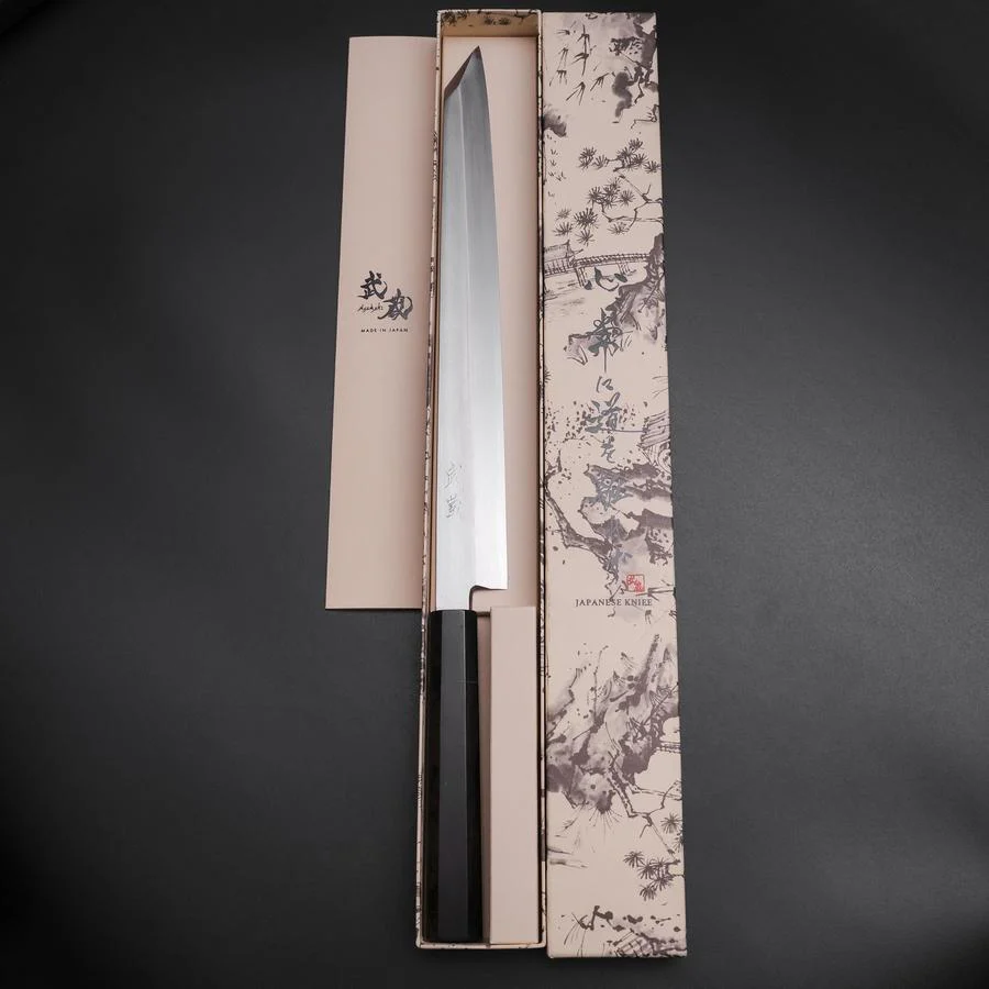 Kiritsuke Yanagiba Silver Steel #3 Kasumi Büffelhorn und Ebenholz Griff 300mm - Image 8