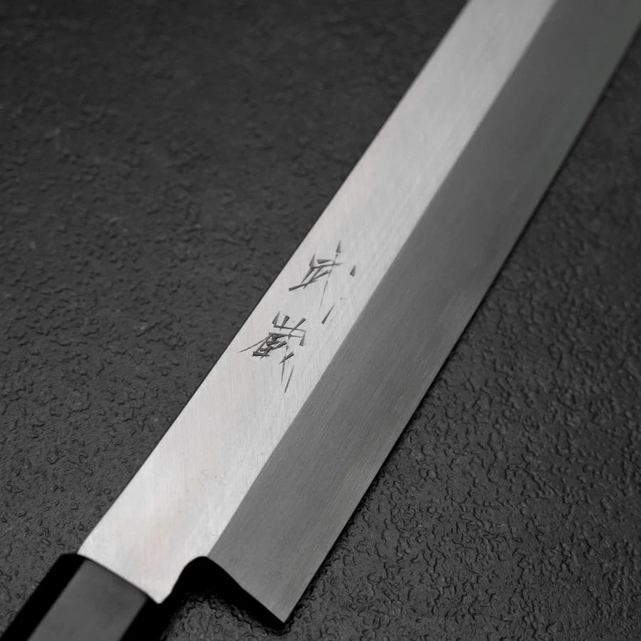 Kiritsuke Yanagiba Silver Steel #3 Kasumi Büffelhorn und Ebenholz Griff 300mm (Sori) - Image 3