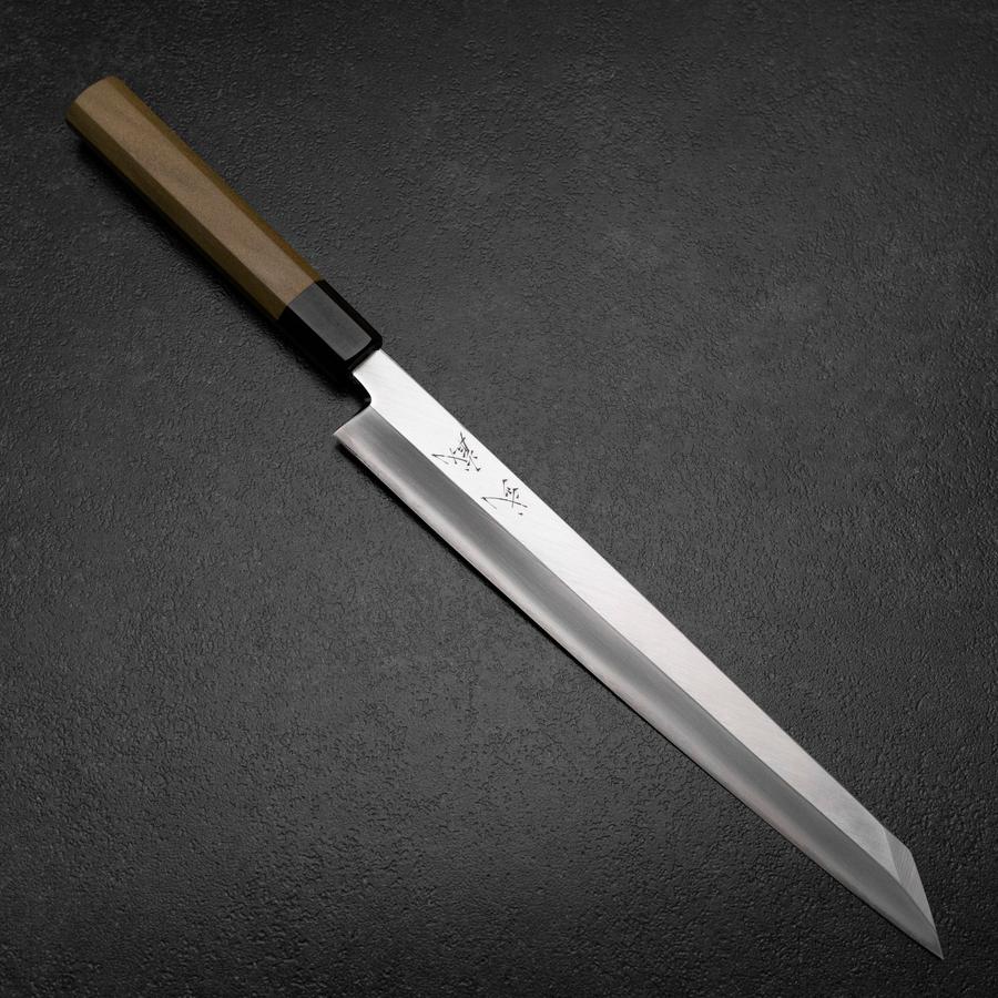 Kiritsuke Yanagiba Silver Steel #3 Kasumi Büffelhorn und Magnolienholz Griff 270mm