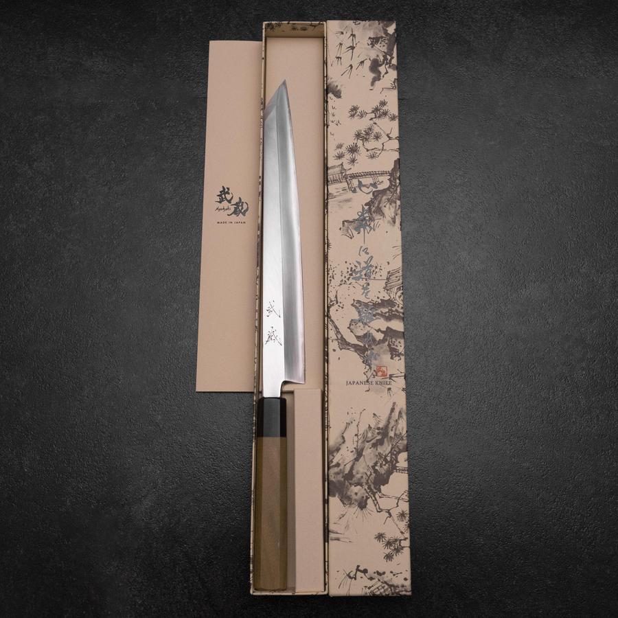 Kiritsuke Yanagiba Silver Steel #3 Kasumi Büffelhorn und Magnolienholz Griff 270mm - Image 8