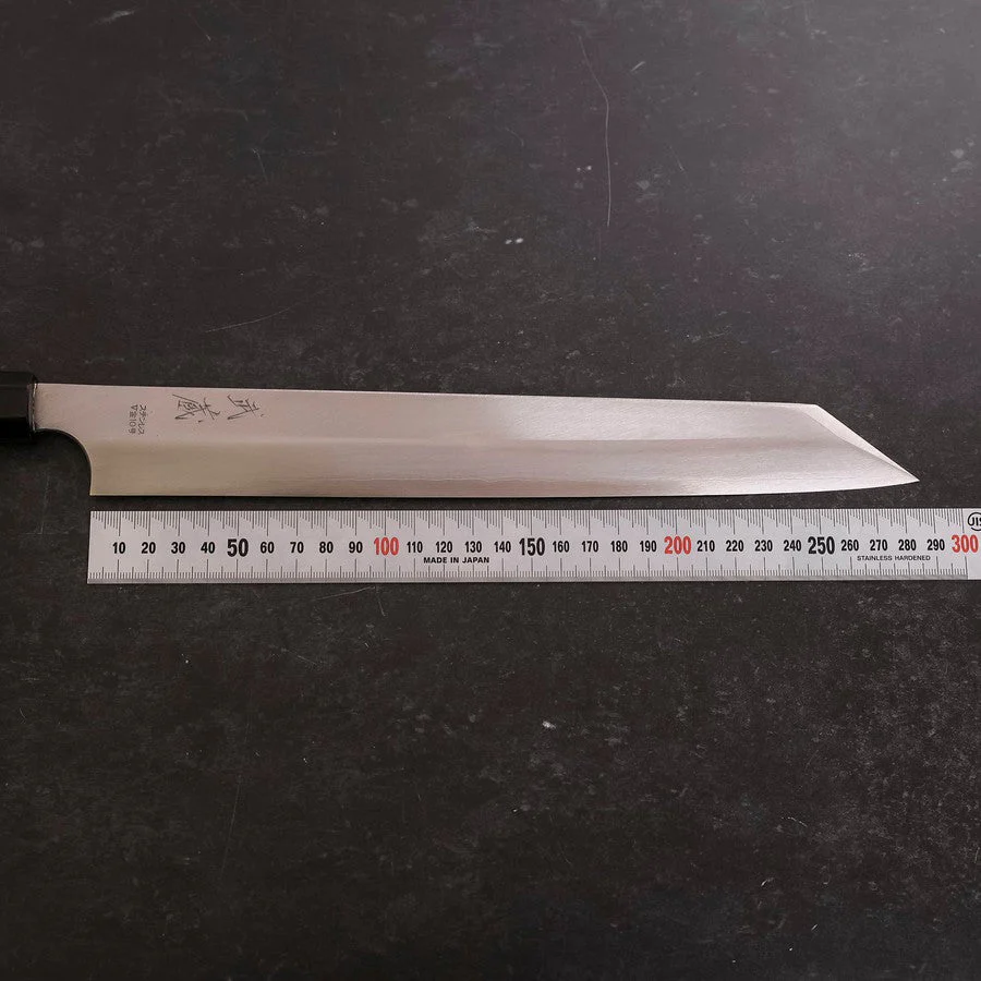Kiritsuke Yanagiba VG-10 Poliert Büffelhorn und Ebenholz Griff 300mm - Image 7