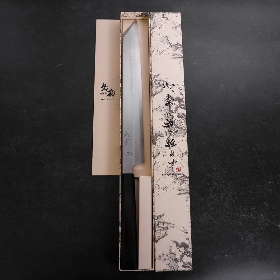 Kiritsuke Yanagiba VG-10 Poliert Büffelhorn und Ebenholz Griff 300mm - Image 8