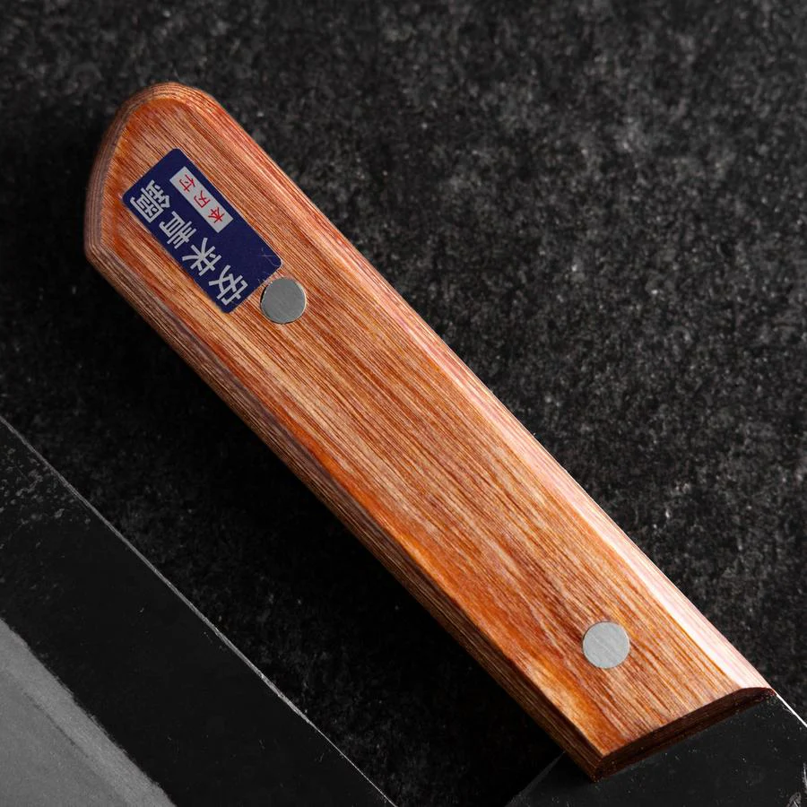 Menkiri (Nudelmesser) Blue Steel #2 Kurouchi Brauner Westlicher Griff 330mm - Image 6
