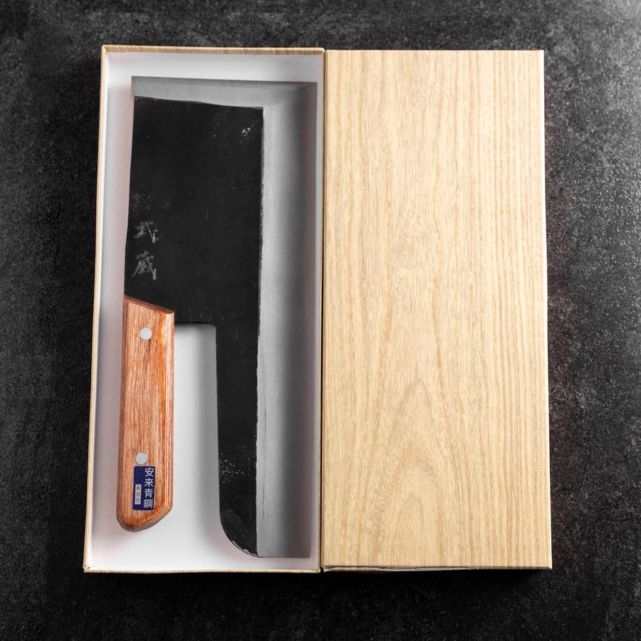 Menkiri (Nudelmesser) Blue Steel #2 Kurouchi Brauner Westlicher Griff 330mm - Image 8