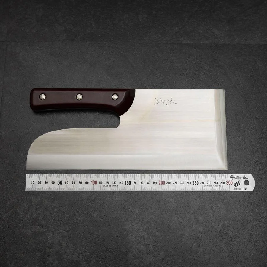 Menkiri (Nudelmesser) Blue Steel #2 Poliert Roter Urushi Griff 300mm - Image 6