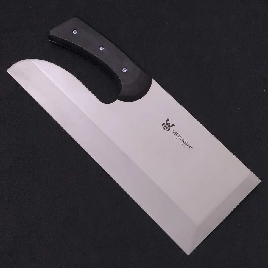 Menkiri (Nudelmesser) Molybdän Poliert Schwarzer Kirschholz Griff 330mm