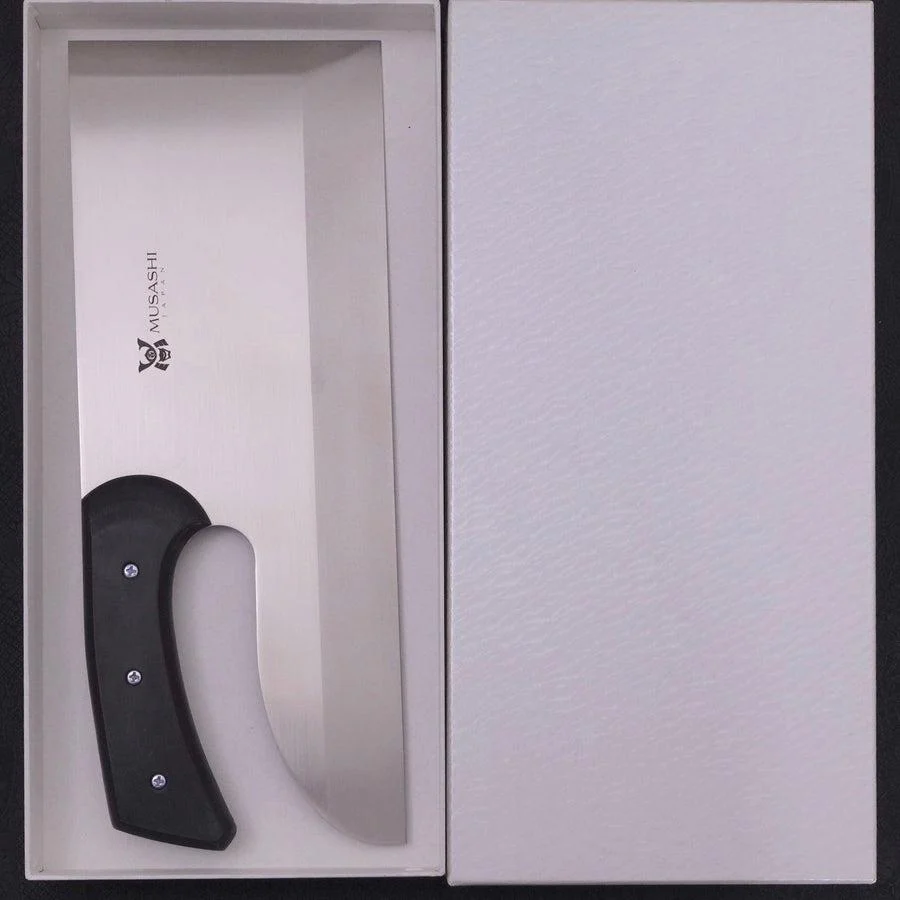 Menkiri (Nudelmesser) Molybdän Poliert Schwarzer Kirschholz Griff 330mm - Image 7