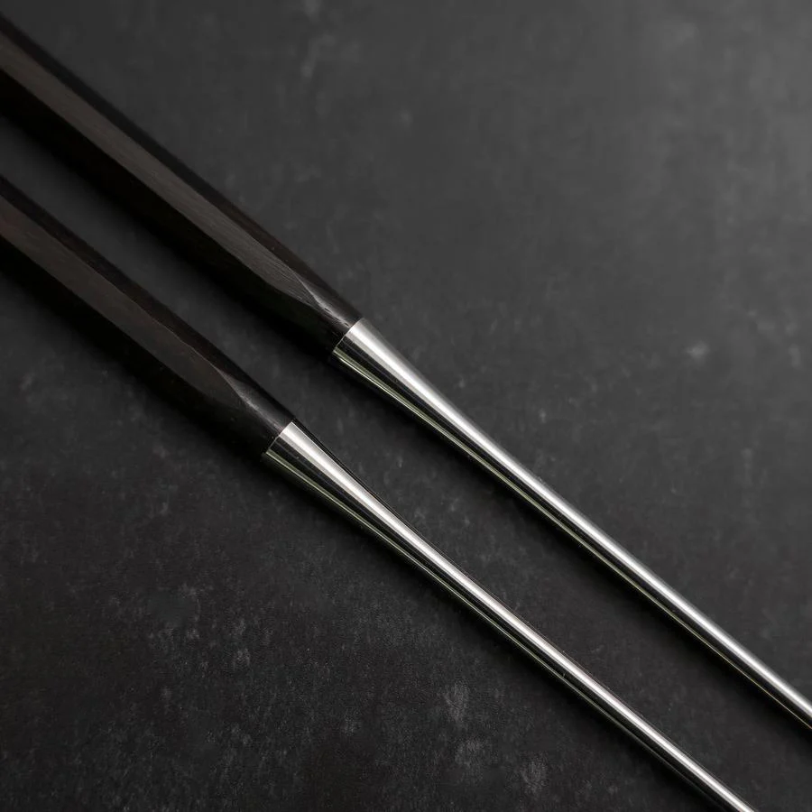 Moribashi Essstäbchen Honyaki Edelstahl Schwarzer Ishime Griff 150mm - Image 5