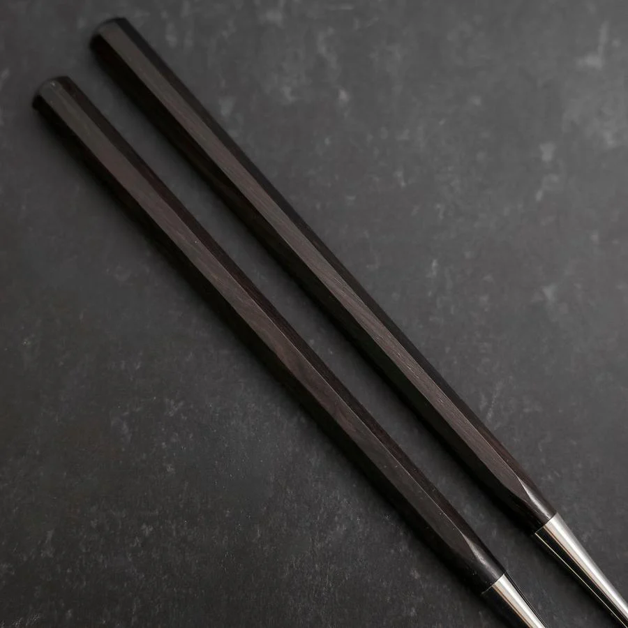 Moribashi Essstäbchen Honyaki Edelstahl Schwarzer Ishime Griff 150mm - Image 6