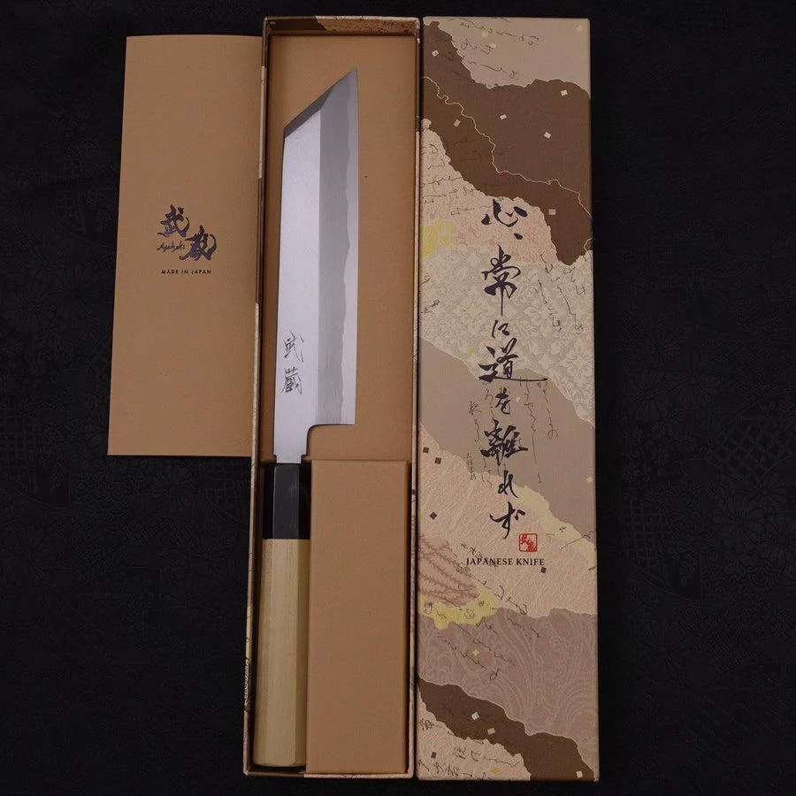 Mukimono White Steel #2 Kasumi Büffelhorn und Magnolienholz Griff 180mm - Image 8