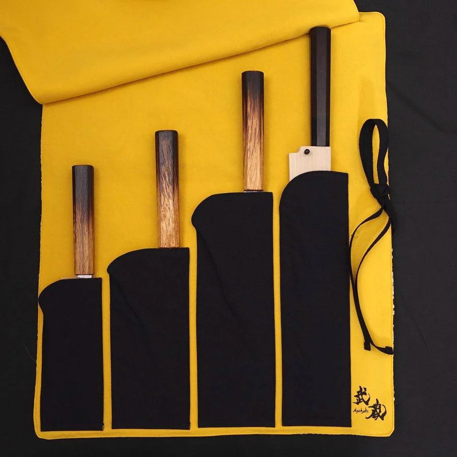 Musashi Japanische Küchenmesser Rolle Gold Sakura und Fächer 4 Taschen Handgefertig - Image 7