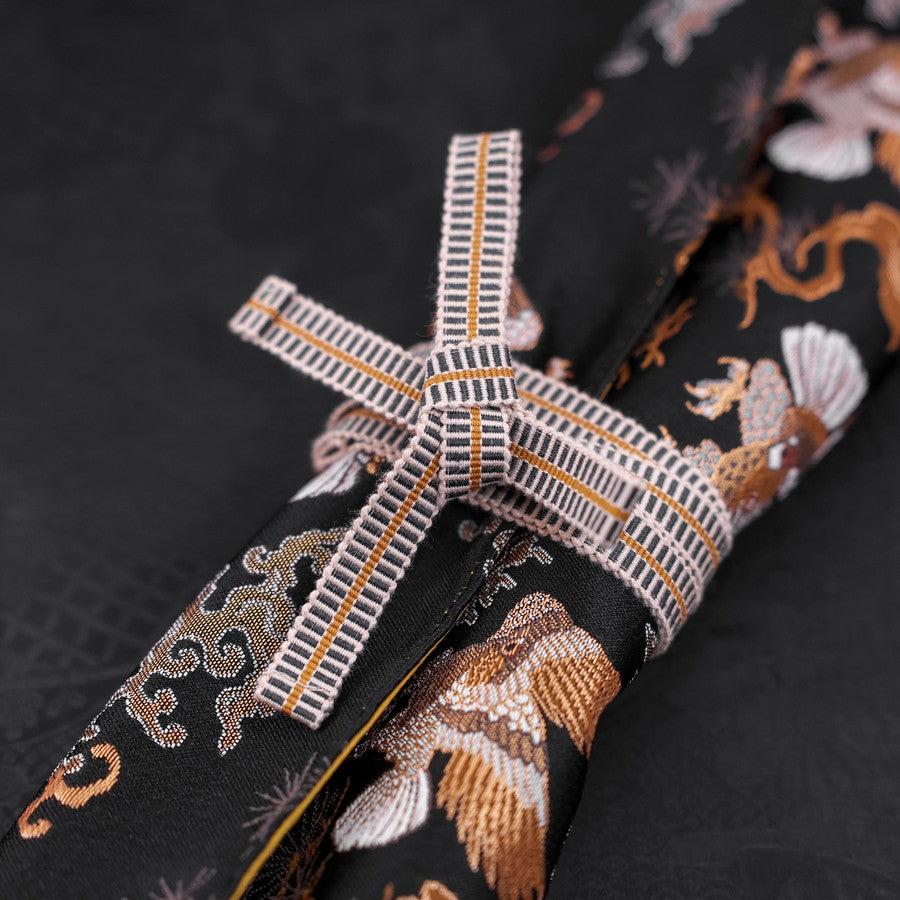 Musashi Japanese Style Kitchen Knife Roll Gold Hawk 4 Pockets Handmade - Image 2