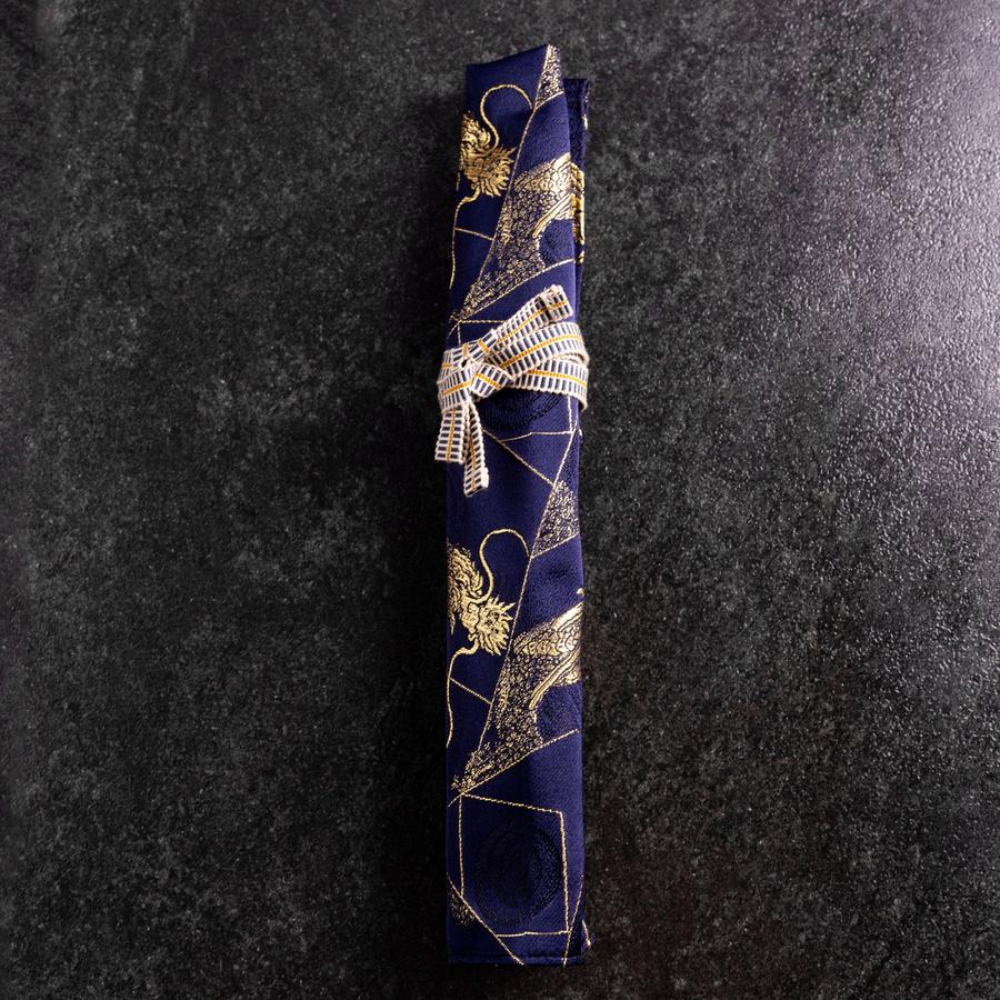 Musashi Japanische Küchenmesser Rolle Blau-Goldener Drache 1 Tasche Handgefertigt