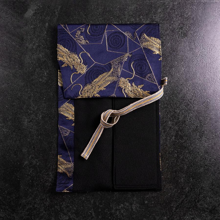 Musashi Japanische Küchenmesser Rolle Blau-Goldener Drache 1 Tasche Handgefertigt - Image 4
